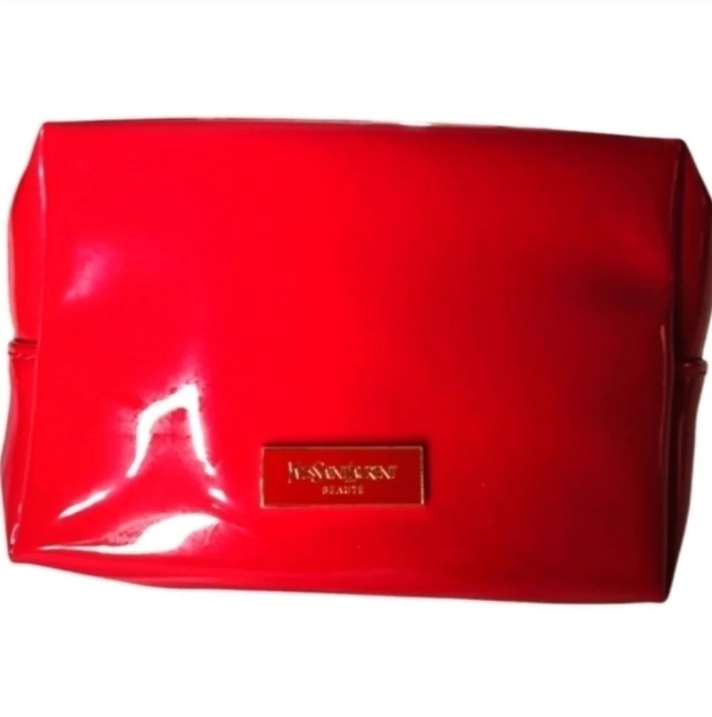 Yves Saint Laurent Red Cosmetic Bag Gold Zipper GWP